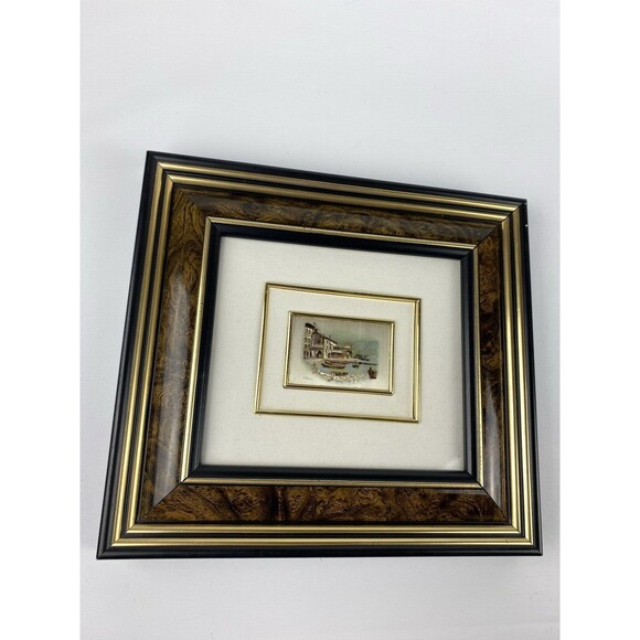 Creazioni Artistiche Framed Picture Art 3D Italy Villa Port Fishing Village VTG